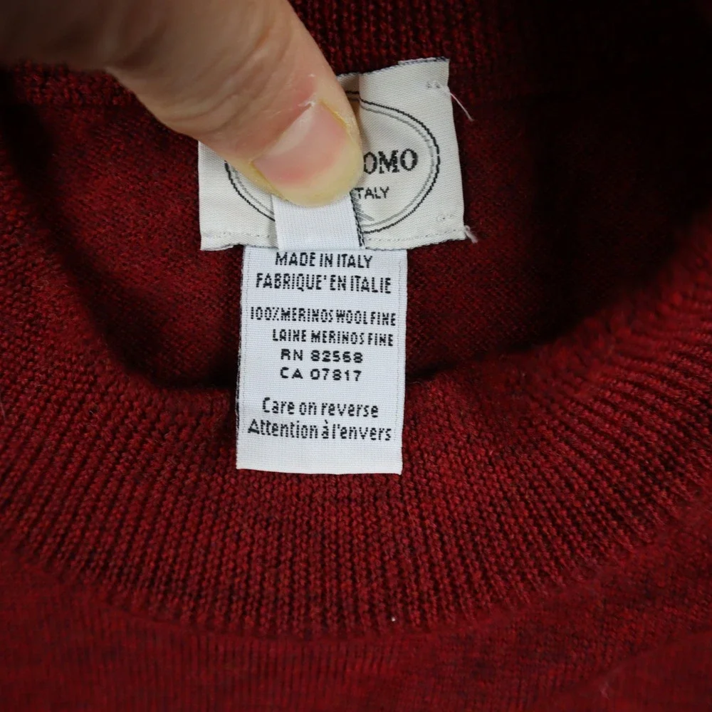 Linea Uomo Sweater Mens XL Fine Merino Wool Crewneck Red Made in Italy Knit